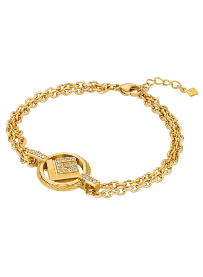 Guy Laroche Camille Gold Plated Layered Chain Bracelet for Women 170mm