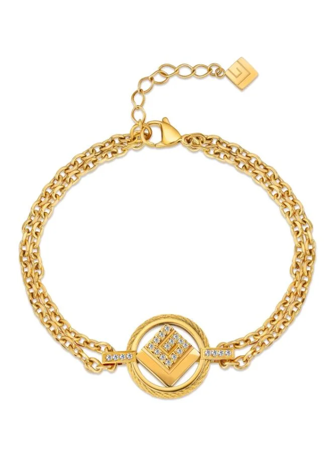 Guy Laroche Camille Gold Plated Layered Chain Bracelet for Women 170mm