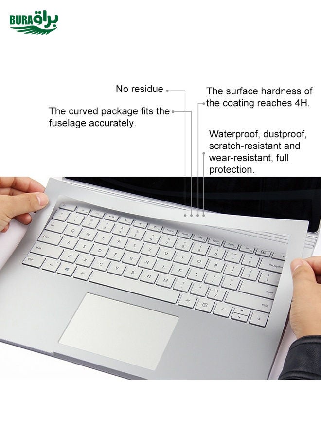 BURAQ 4 in 1 Notebook Shell Protective Film Sticker Set for Microsoft Surface Book 13.5 inch(Silver)  - Image 5