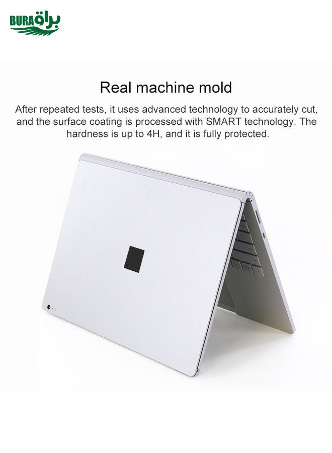 BURAQ 4 in 1 Notebook Shell Protective Film Sticker Set for Microsoft Surface Book 13.5 inch(Silver)  - Image 3