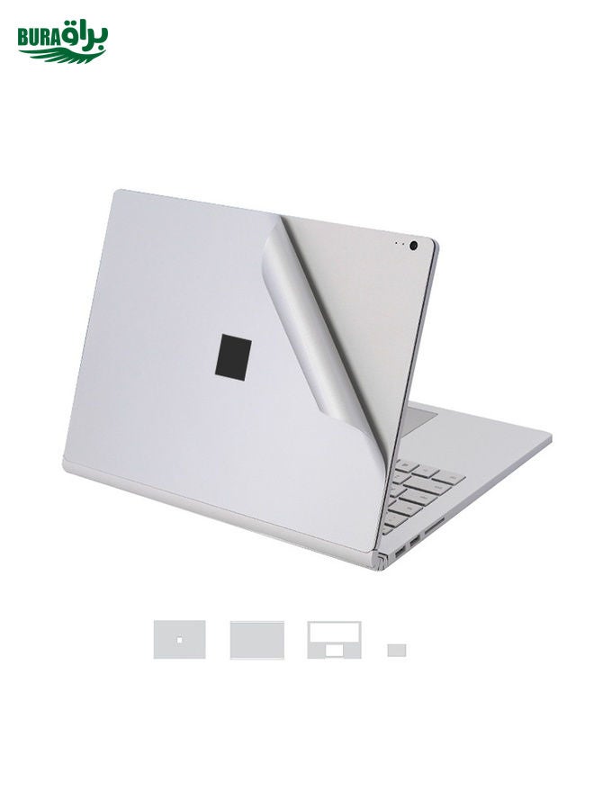 BURAQ 4 in 1 Notebook Shell Protective Film Sticker Set for Microsoft Surface Book 13.5 inch(Silver)  - Image 2