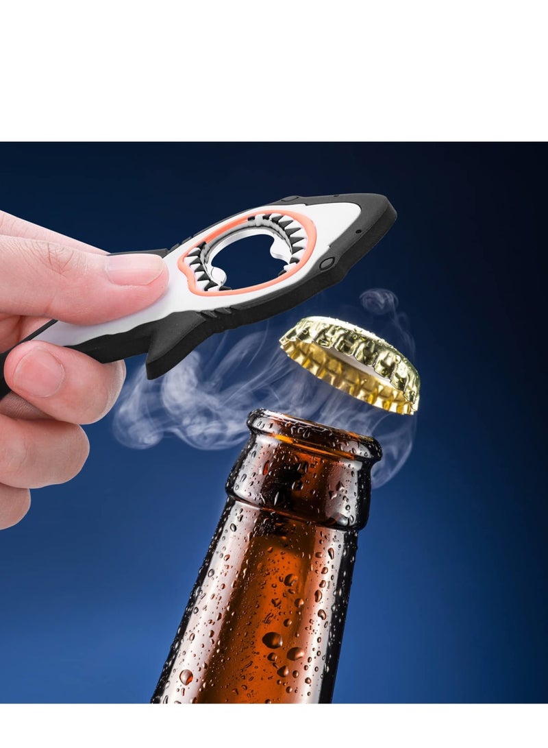 SOLARAE 2 Pcs Corkscrew, Shark Bottle Openers, Creative Shark Fridge Magnet Cartoon Ocean Animal Beer Bottle, Opener with Bottle Opener & Foil Cutter, for Bar Travel, Easy to Use - Image 2