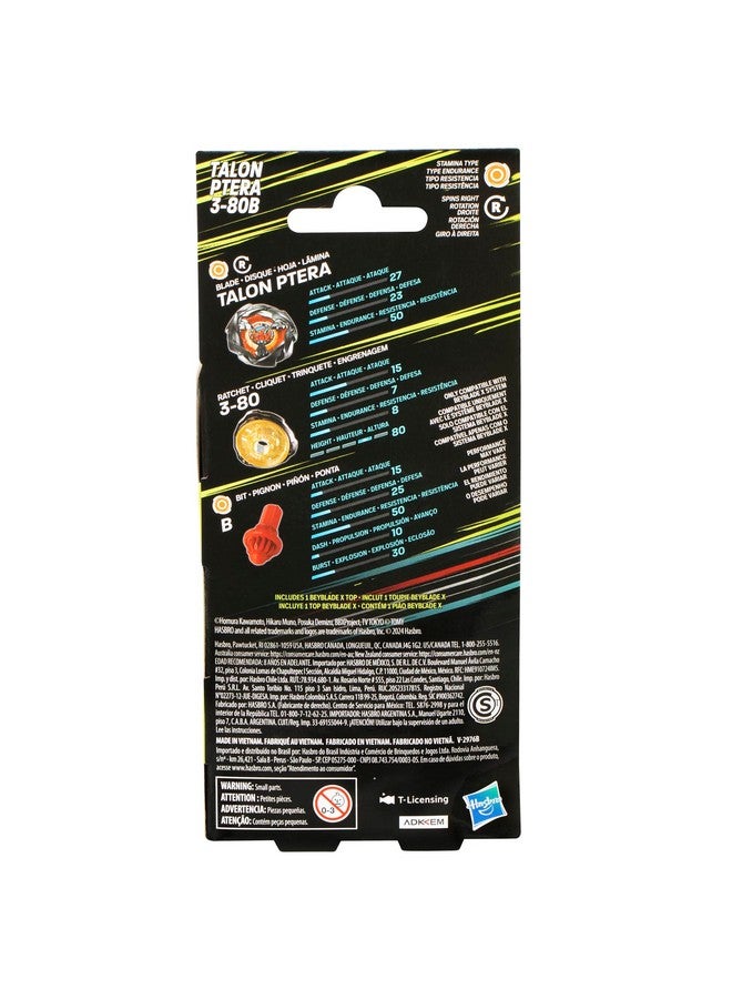 Beyblade X Talon Ptera 3-80B Booster Pack Set with Stamina Type Right-Spinning Top; Battling Top Toys for 8 Year Old Boys and Girls - Image 4