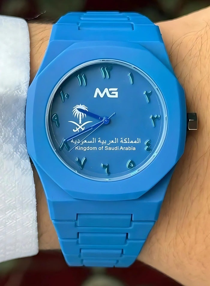 ام جي ساعة يد رجالية كربوني لون أزرق, نسخة اليوم الوطني أنيقة وفخمة. - Image 1