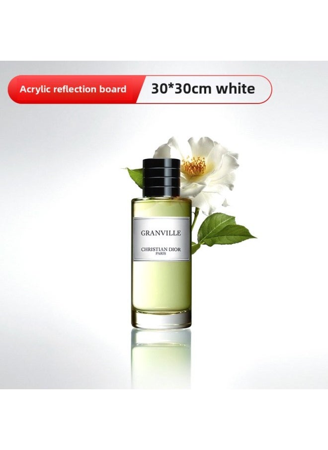Generic Photography Tempered Reflection Board 30*30cm Acrylic Pure Black And White Base Map Shooting Props Reflective Black White Zero Cut-Body Color:White  - Image 1