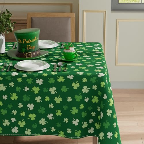 XCHI Green Shamrocks St Patricks Day Tablecloth Rectangle Table Cloth Washable Table Covers for Indoor Dining Home Party Decorations 60x104 Inch - Image 3