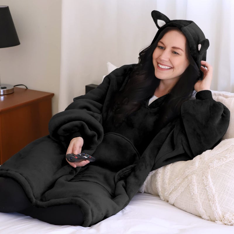 Catalonia Catalonia Cat Blanket Hoodie Sweatshirt  Oversized Wearable Sherpa Lounging Pullover for Adults Men Women Teenagers Kids Gift  - Image 2