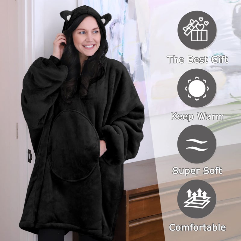 Catalonia Catalonia Cat Blanket Hoodie Sweatshirt  Oversized Wearable Sherpa Lounging Pullover for Adults Men Women Teenagers Kids Gift  - Image 4