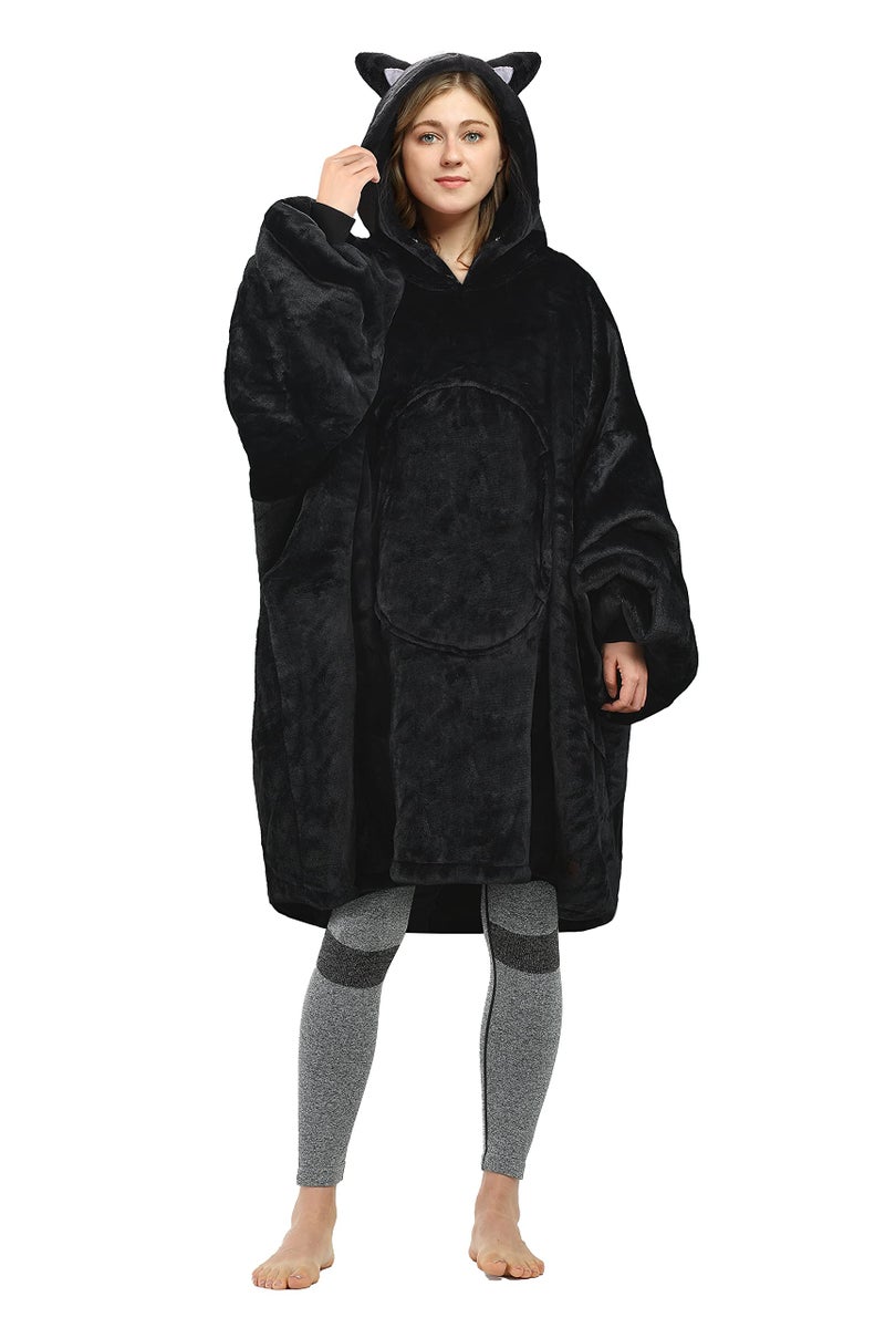 Catalonia Catalonia Cat Blanket Hoodie Sweatshirt  Oversized Wearable Sherpa Lounging Pullover for Adults Men Women Teenagers Kids Gift  - Image 1