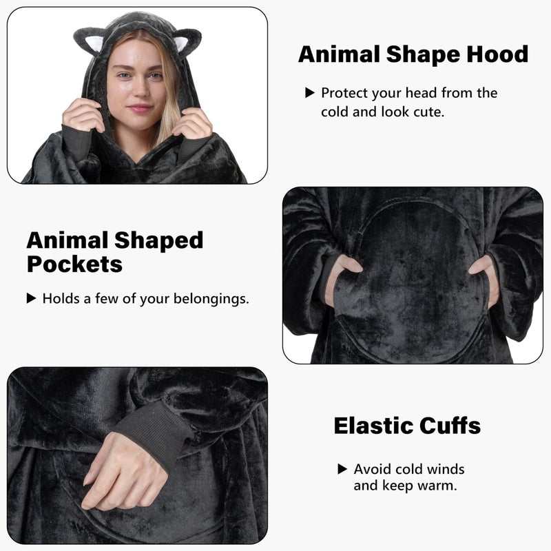 Catalonia Catalonia Cat Blanket Hoodie Sweatshirt  Oversized Wearable Sherpa Lounging Pullover for Adults Men Women Teenagers Kids Gift  - Image 5