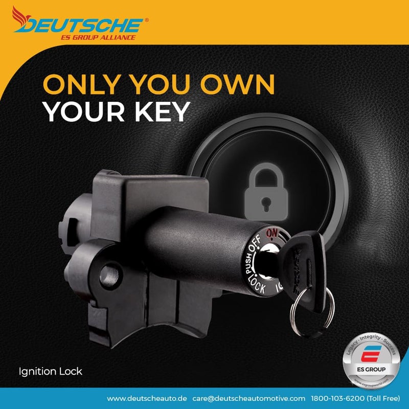 Deutsche Cylindrical Ignition Lock Kit Compatible With Bajaj Caliber/CT 100 (Set of 4) Consisting of Ignition Lock, Handle Lock, Petrol Tank Lid Lock & Tool Box Lock | 4 Pin - Image 3