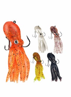 Excefore Fishing Lure Set, 5 Pcs Saltwater Fishing Lures Tackle, Octopus Soft Fishing Lure with Skirt Tail, Lingcod Rockfish Jigs for Saltwater Ocean Fishing  - Image 1
