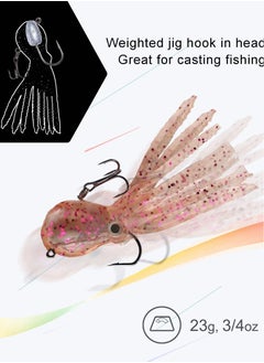 Excefore Fishing Lure Set, 5 Pcs Saltwater Fishing Lures Tackle, Octopus Soft Fishing Lure with Skirt Tail, Lingcod Rockfish Jigs for Saltwater Ocean Fishing  - Image 4