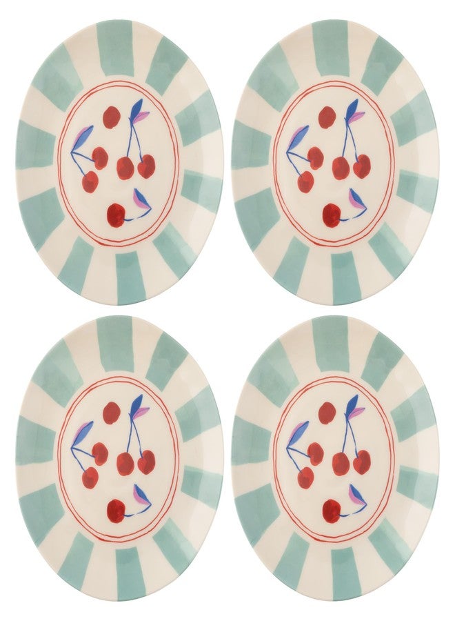 Karma, 8.75 inches Melamine Salad Plates Set of 4, Reusable Dishwasher Safe Plates for Outdoor and Indoor, Cherries - Image 1