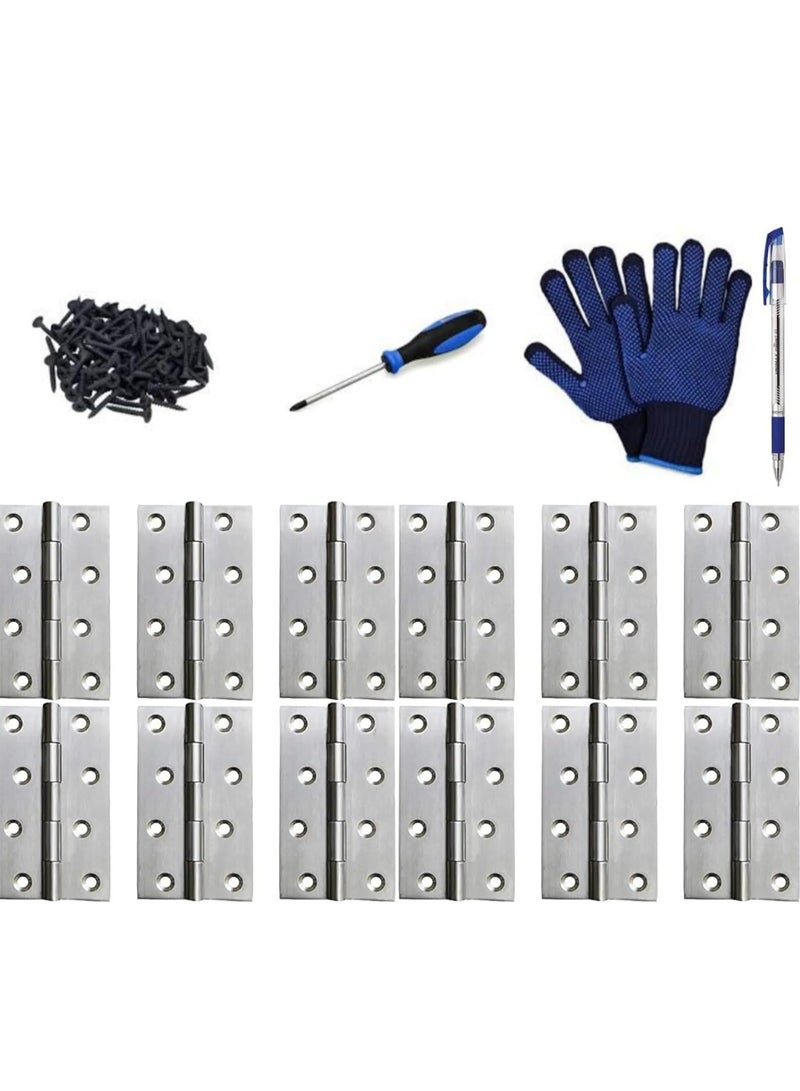 ABBASALI 12Pcs Folding Hinges-Inner Door Butt Hinge with Mounting Screws for Cupboard,Cabinet,Windows JewelleryBox Home Furniture Hardware Cabinets With Screw,MarkerPen,Gloves & Screwdriver (2 inch)  - Image 1
