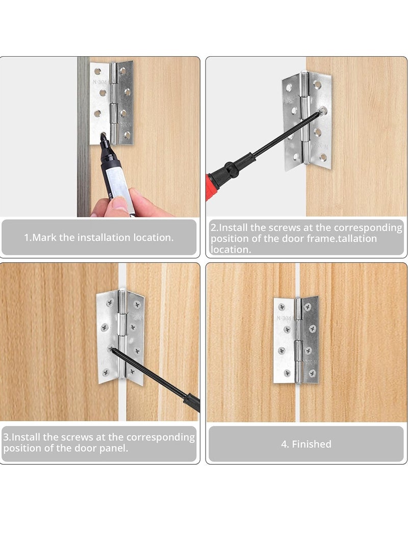 ABBASALI 12Pcs Folding Hinges-Inner Door Butt Hinge with Mounting Screws for Cupboard,Cabinet,Windows JewelleryBox Home Furniture Hardware Cabinets With Screw,MarkerPen,Gloves & Screwdriver (2 inch)  - Image 3