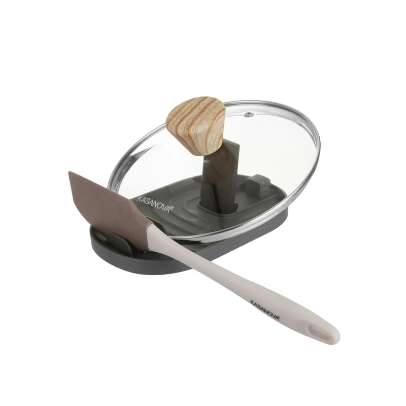 Simply Kitchen  Spoon Rest With Lid Holder-Grey  | Best Price UAE