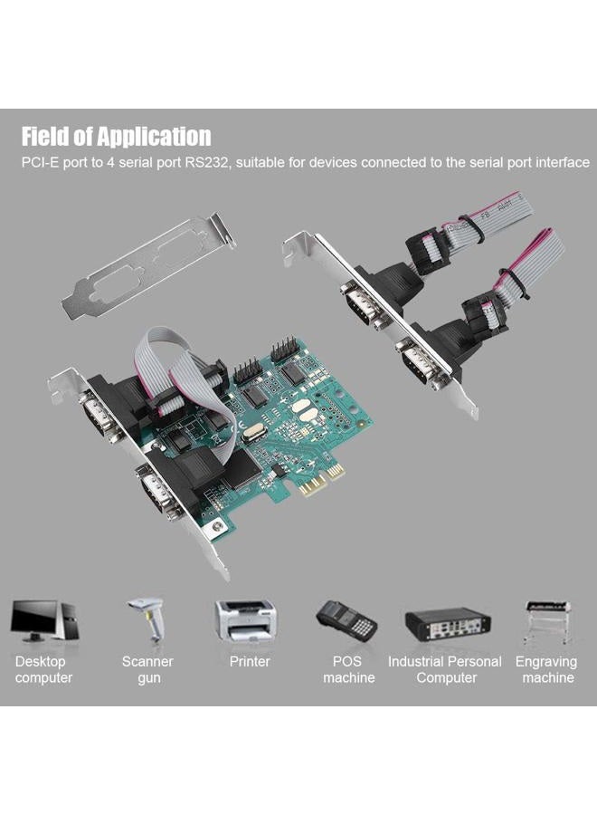PUSOKEI PCI E 4 Port RS232 Serial Port Card PCI Express Adapter Card 4 Independent 9 pin Standard Serial Ports Expansion Card for POS and ATM Applications - Image 4