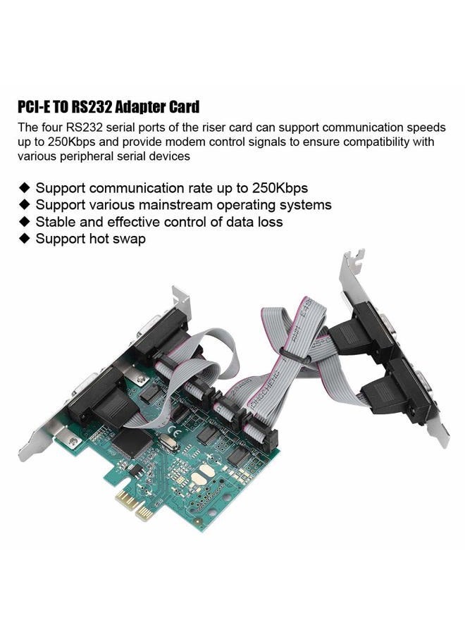 PUSOKEI PCI E 4 Port RS232 Serial Port Card PCI Express Adapter Card 4 Independent 9 pin Standard Serial Ports Expansion Card for POS and ATM Applications - Image 3