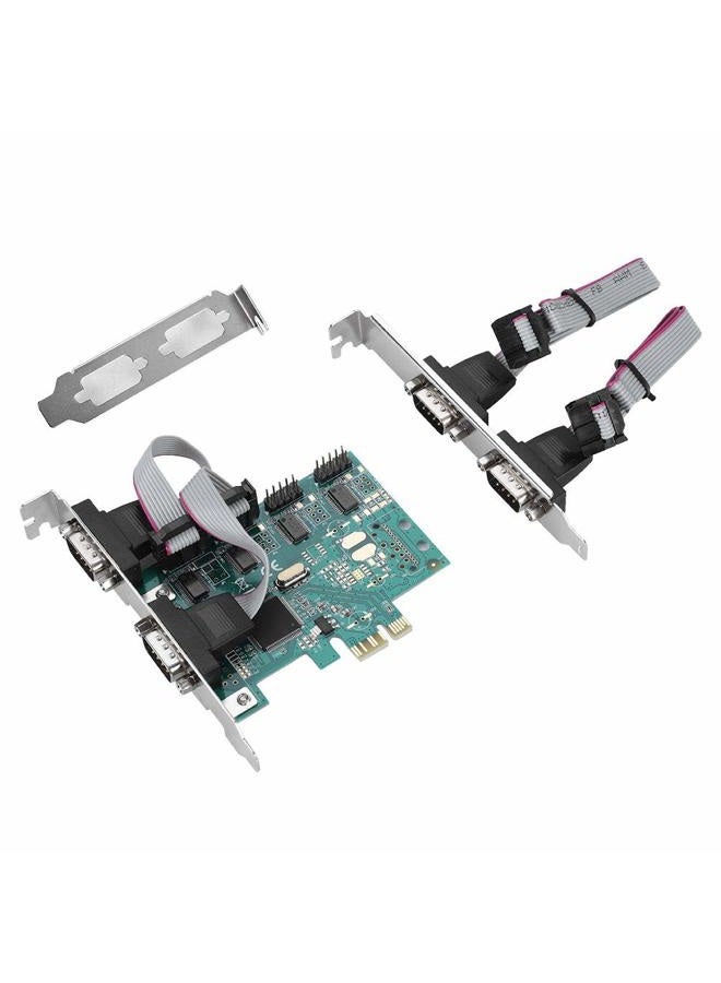 PUSOKEI PCI E 4 Port RS232 Serial Port Card PCI Express Adapter Card 4 Independent 9 pin Standard Serial Ports Expansion Card for POS and ATM Applications - Image 1
