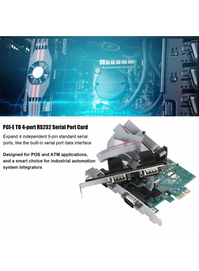 PUSOKEI PCI E 4 Port RS232 Serial Port Card PCI Express Adapter Card 4 Independent 9 pin Standard Serial Ports Expansion Card for POS and ATM Applications - Image 5