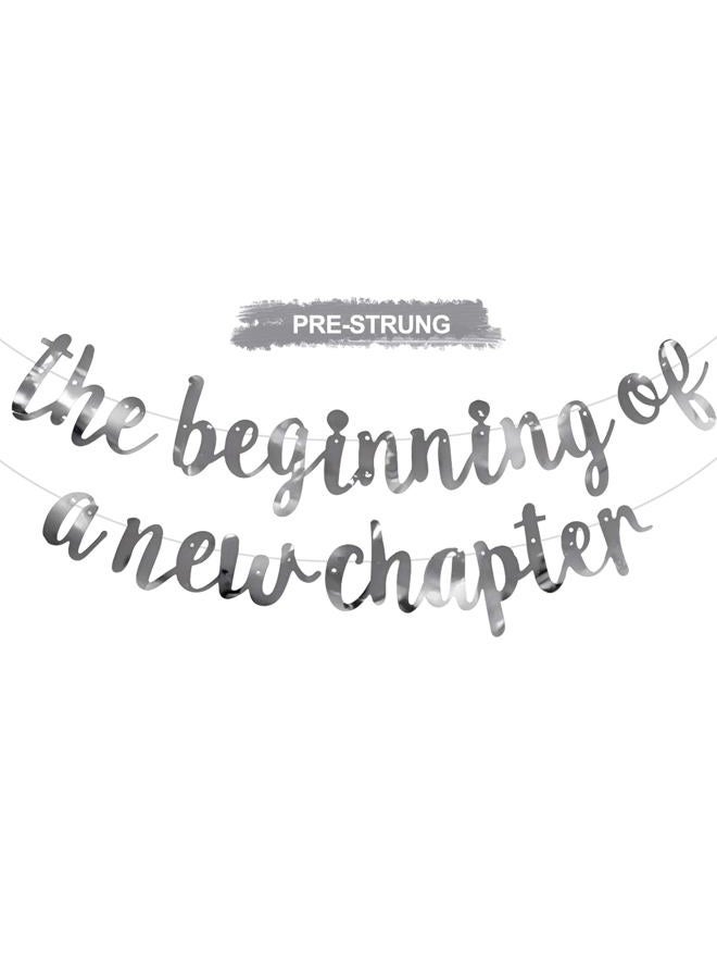BEISHIDA 200gpet Silver Glitter DIY Letter Banner The Beginning of A New Chapter Banner - Image 1