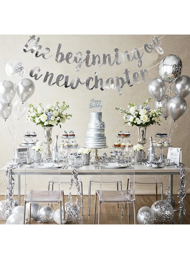 BEISHIDA 200gpet Silver Glitter DIY Letter Banner The Beginning of A New Chapter Banner - Image 4