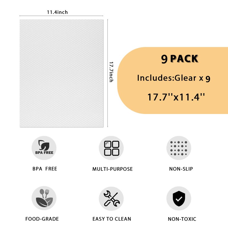 AKINLY 9 Pack Washable Waterproof Fridge Liners and Drawer Mats, Refrigerator Shelving Pads in White - Image 2