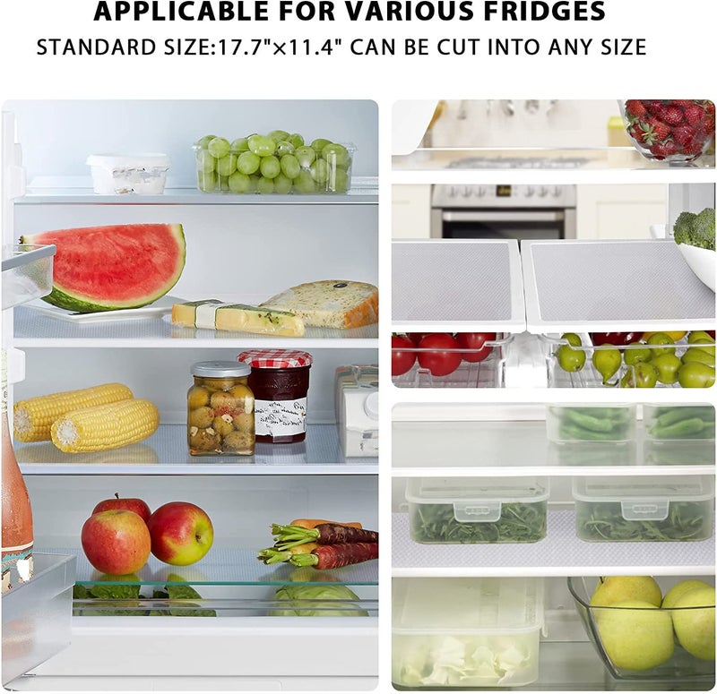 AKINLY 9 Pack Washable Waterproof Fridge Liners and Drawer Mats, Refrigerator Shelving Pads in White - Image 5