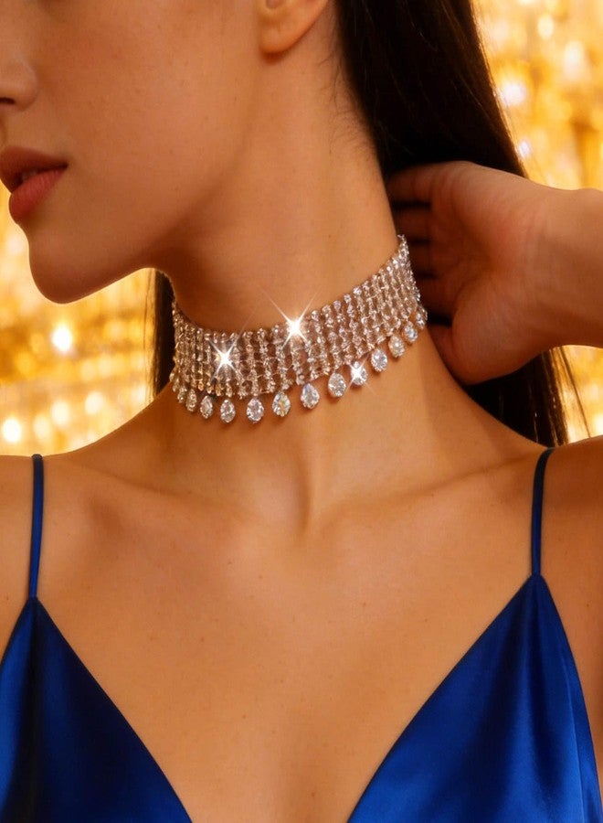 CLOACE Gold Diamond Choker Necklace Sparkly Rhinestone Neck Accessories for Women - Image 4