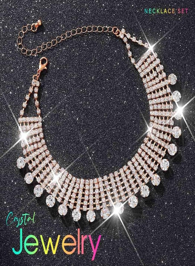 CLOACE Gold Diamond Choker Necklace Sparkly Rhinestone Neck Accessories for Women - Image 2
