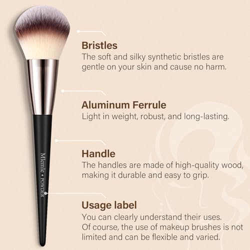 Mlemle Makeup Brushes Set Mlemle Professional 25 Pcs Makeup Kit Include Powder Foundation Concealers Blush Eye shadows 21 Pcs Makeup Brushes and 2 Powder Puff 2 Makeup SpongeB02CreamBlack - Image 3