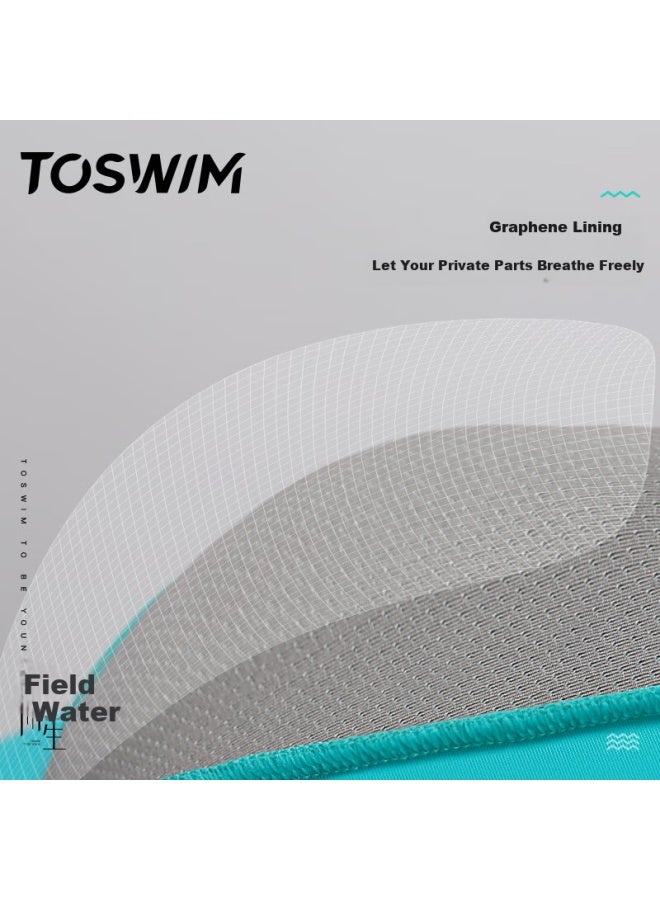 Toswim سباحة رجالية مهنية جذوع سباحة حتى الركبة حرارية ربيعية شاطئ سباحة شورتات مضادة للإحراق سريعة الجفاف الشاطئ الأخضر الأزرق XL - Image 5