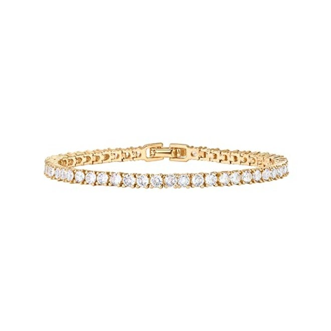 PAVOI 14K Gold Plated 3mm Cubic Zirconia Classic Tennis Bracelet | Gold Bracelets for Women