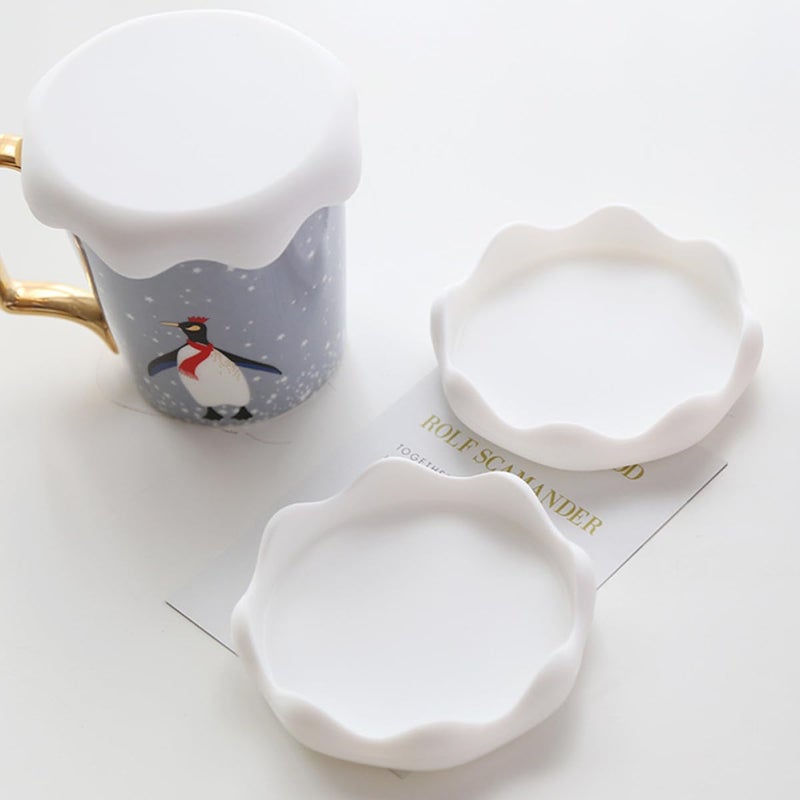 White 8Cm Diameter Food Grade Silicone Leak Proof Cup Lid Cover for Mugs - Image 4