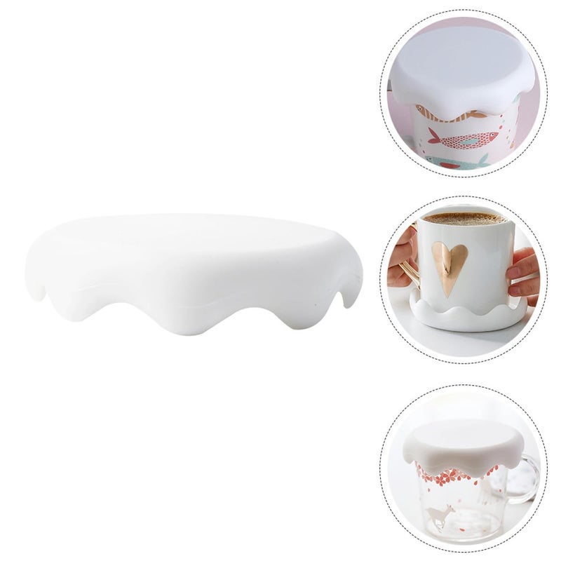 White 8Cm Diameter Food Grade Silicone Leak Proof Cup Lid Cover for Mugs - Image 5