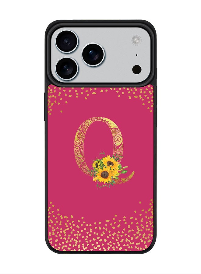 Stylizedd iPhone 17 Pro Max Case, [Compatible with MagSafe] Slim Magnetic cover Phone Case iPhone 17 Pro Max -Custom Floral Monogram - Q ( Deep Pink ) - Image 1