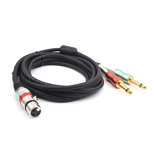 SiYear- 10FT XLR Female 3Pin to 6.35mm 1/4 inch Mono Male Audio Y Splitter Cable, Dual 6.35mm 1/4" Male to XLR Female Stereo Microphone Audio Converter Adapter Cable(3m) - Image 2