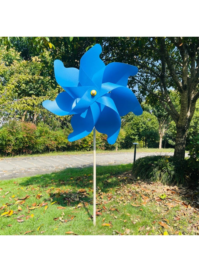 Wooden Pole Seven Leaves Solid Color Windmill Outdoor Garden Scenic Spot Decoration Children's Toys Festival Gift Sports Advertising-Color:Yellow-Specifications:Diameter 80cm Wooden Pole 90cm Total Height About 60cm (pack Of 5)  - Image 2