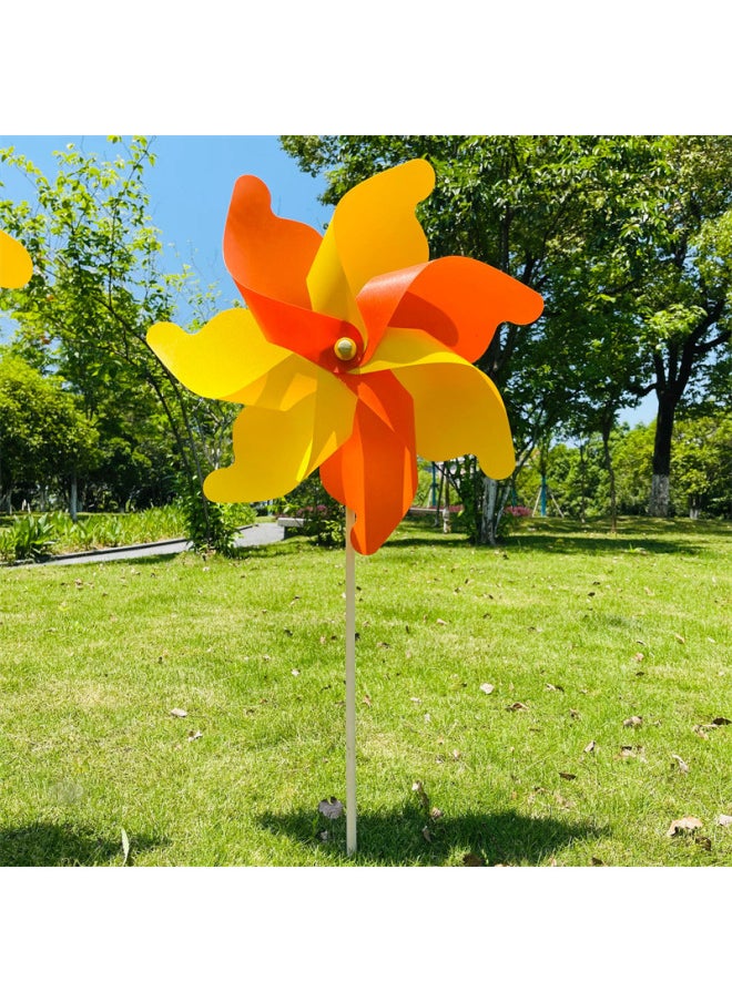 Wooden Pole Seven Leaves Solid Color Windmill Outdoor Garden Scenic Spot Decoration Children's Toys Festival Gift Sports Advertising-Color:Yellow-Specifications:Diameter 80cm Wooden Pole 90cm Total Height About 60cm (pack Of 5)  - Image 4