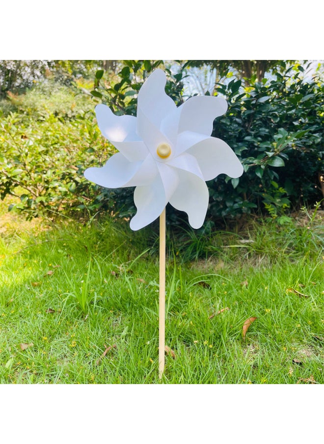 Wooden Pole Seven Leaves Solid Color Windmill Outdoor Garden Scenic Spot Decoration Children's Toys Festival Gift Sports Advertising-Color:Yellow-Specifications:Diameter 80cm Wooden Pole 90cm Total Height About 60cm (pack Of 5)  - Image 5