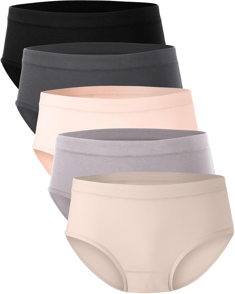 BAMBOO COOL Womens Underwear, Moisture-Wicking Briefs, Soft and Breathable Panties, Mid Waist, 5-Pack - Image 1