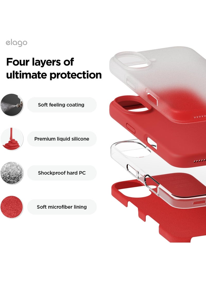 Elago Liquid Silicone for iPhone 16 Plus Case Cover Full Body Protection, Shockproof, Slim, Anti-Scratch Soft Microfiber Lining - Red - Image 4
