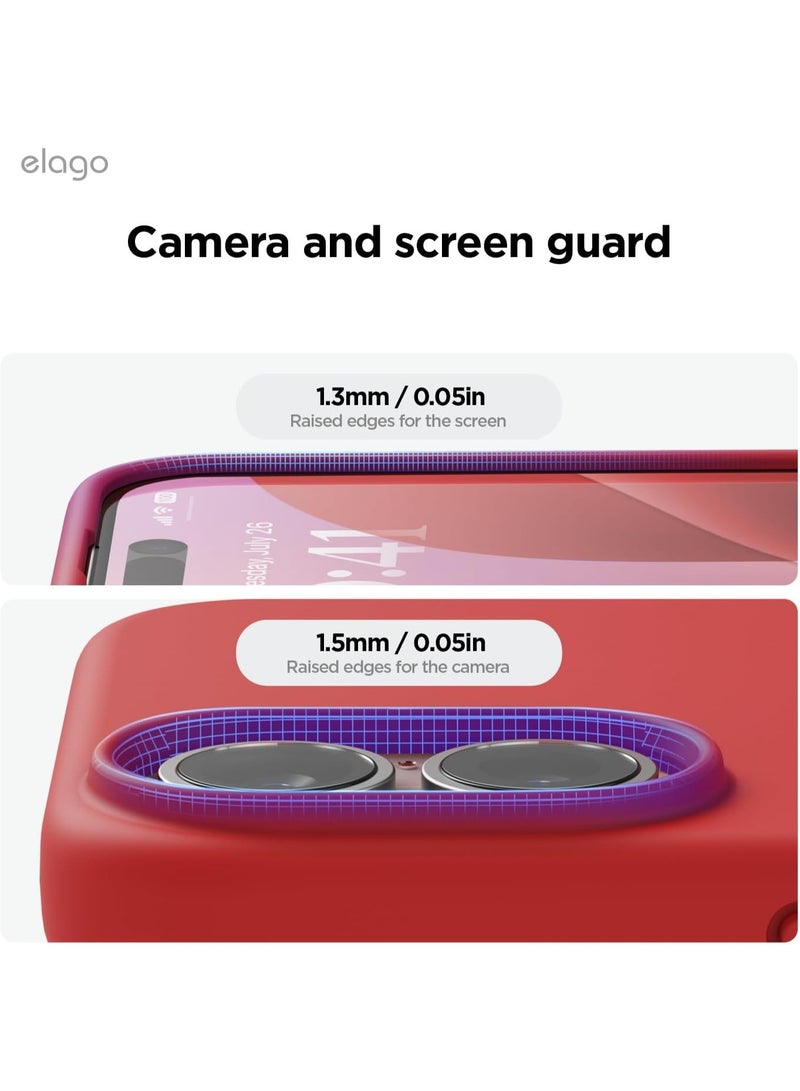 Elago Liquid Silicone for iPhone 16 Plus Case Cover Full Body Protection, Shockproof, Slim, Anti-Scratch Soft Microfiber Lining - Red - Image 5
