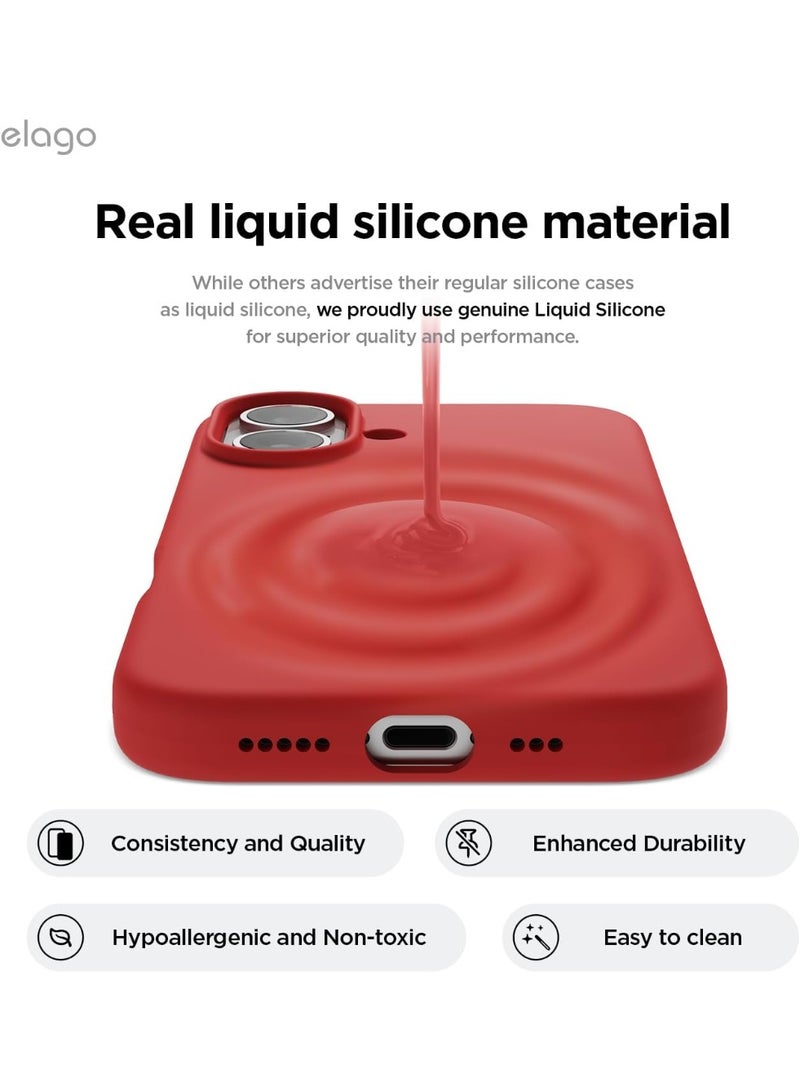 Elago Liquid Silicone for iPhone 16 Plus Case Cover Full Body Protection, Shockproof, Slim, Anti-Scratch Soft Microfiber Lining - Red - Image 3