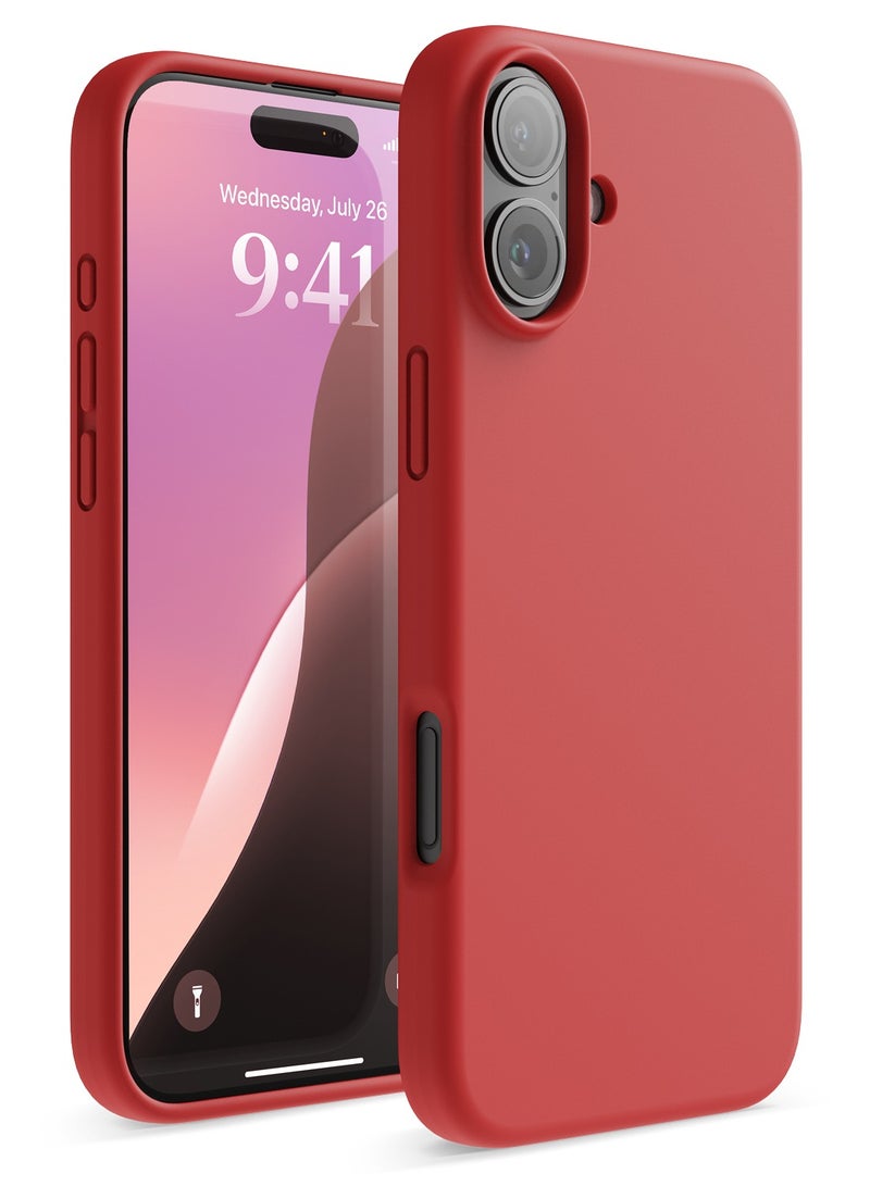 Elago Liquid Silicone for iPhone 16 Plus Case Cover Full Body Protection, Shockproof, Slim, Anti-Scratch Soft Microfiber Lining - Red - Image 1