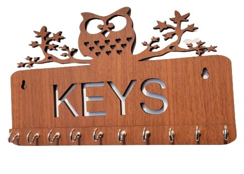 BHUMI ART BHUMI ART Owl Key Holder for Home Wall Wooden Stylish Keys Organizer Key Stand for Home Decor Items Handcrafted Key Hanger Key Chain Holders for Wall Key Chain Hangers MDF Wood Wall Mounted  - Image 3