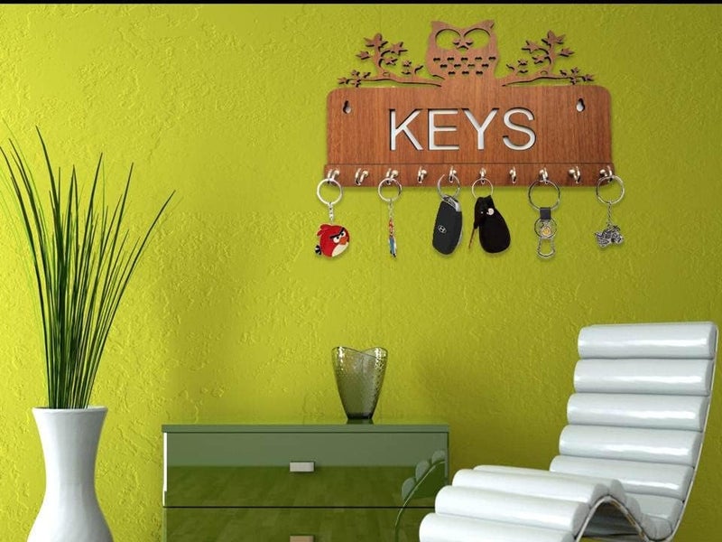 BHUMI ART BHUMI ART Owl Key Holder for Home Wall Wooden Stylish Keys Organizer Key Stand for Home Decor Items Handcrafted Key Hanger Key Chain Holders for Wall Key Chain Hangers MDF Wood Wall Mounted  - Image 5