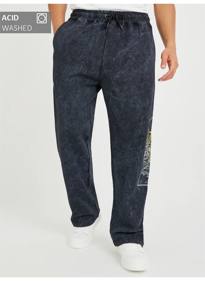 Styli Styli Placement Print Acid Wash Oversize Joggers