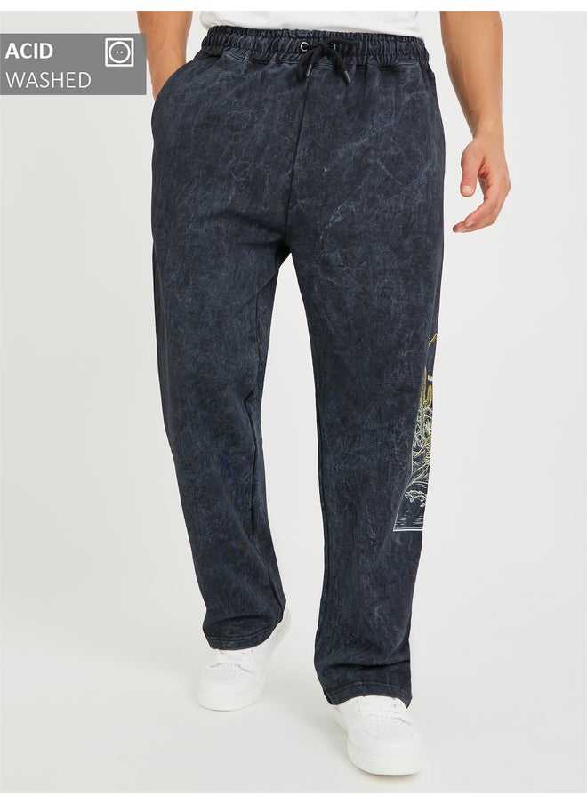 Styli Styli Placement Print Acid Wash Oversize Joggers  - Image 1